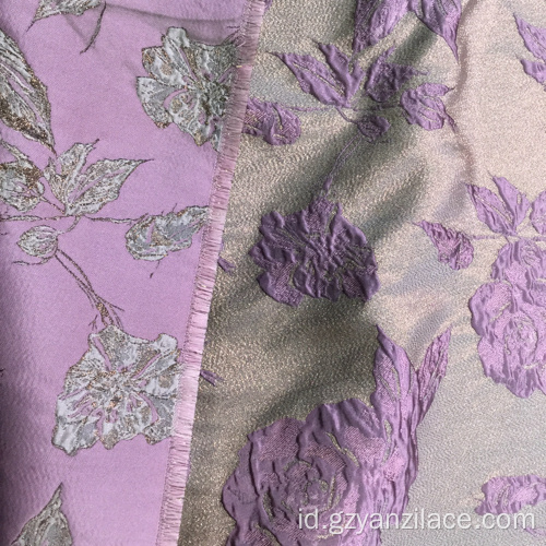 Kain Jacquard Metallic Pink Kotor untuk Pakaian